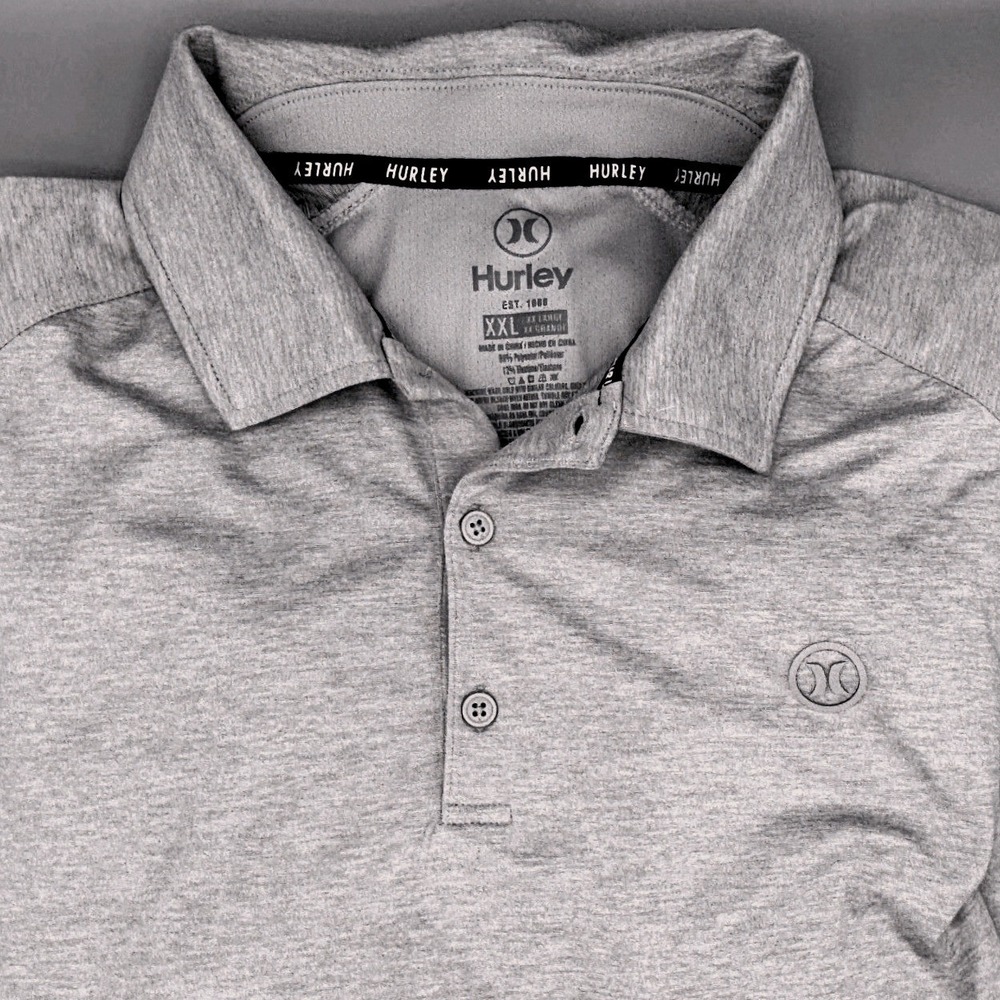 Hurley Performance Golf Polo Active Shirt Heather Gray Short Sleeve Mens XXL 2XL
